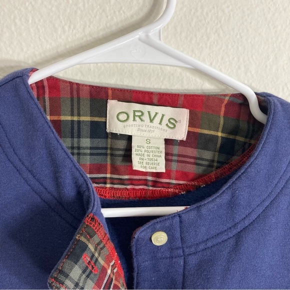 Orvis Vintage Embroidered Christmas Sweater - Blue/Red Plaid - Small - Picture 7 of 9